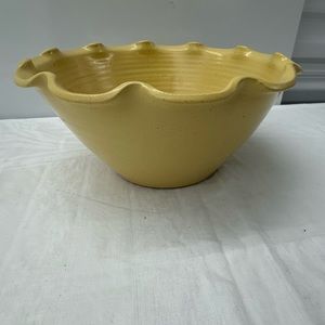 Cagle Road Hand Thrown Pottery Butter Yellow Ruffled Bowl